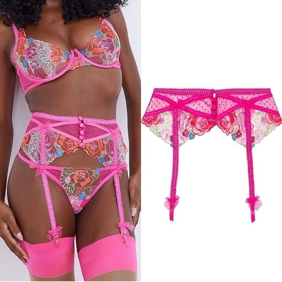 For Love And Lemons Other - FOR LOVE & LEMONS Luella Garter Belt Fuchsia Hot Pink Floral NWT XXS